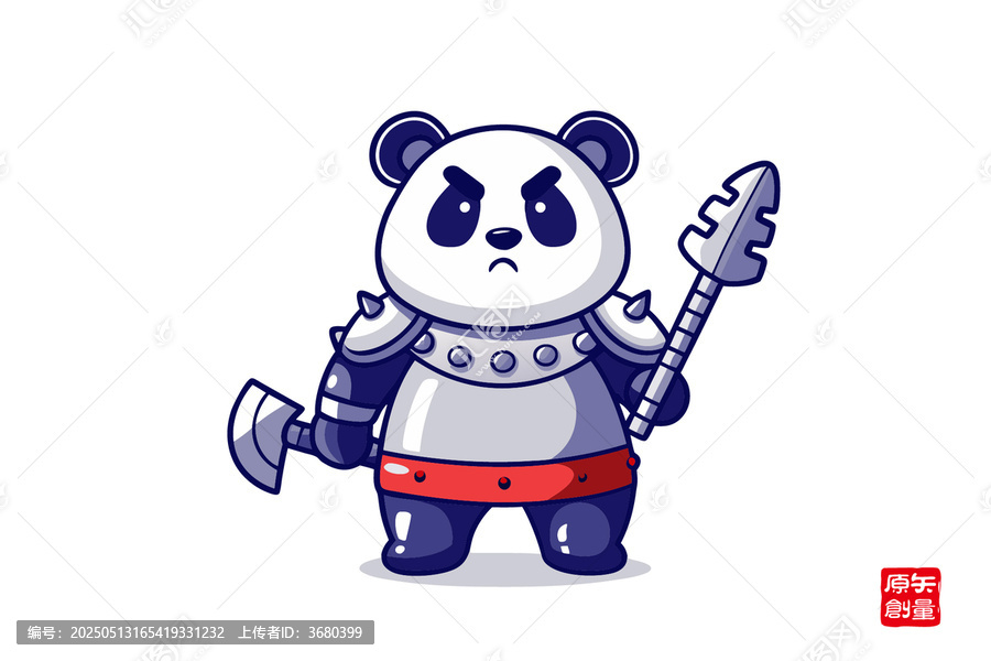 持兵器的熊貓戰(zhàn)士形象