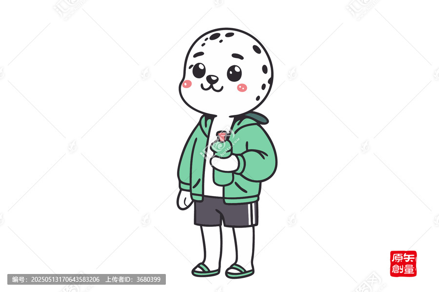 可愛海豹形象手持飲料