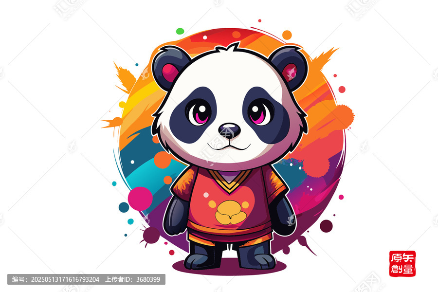 卡通熊貓的多彩形象