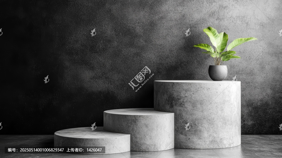 極簡現(xiàn)代水泥展示臺背景圖