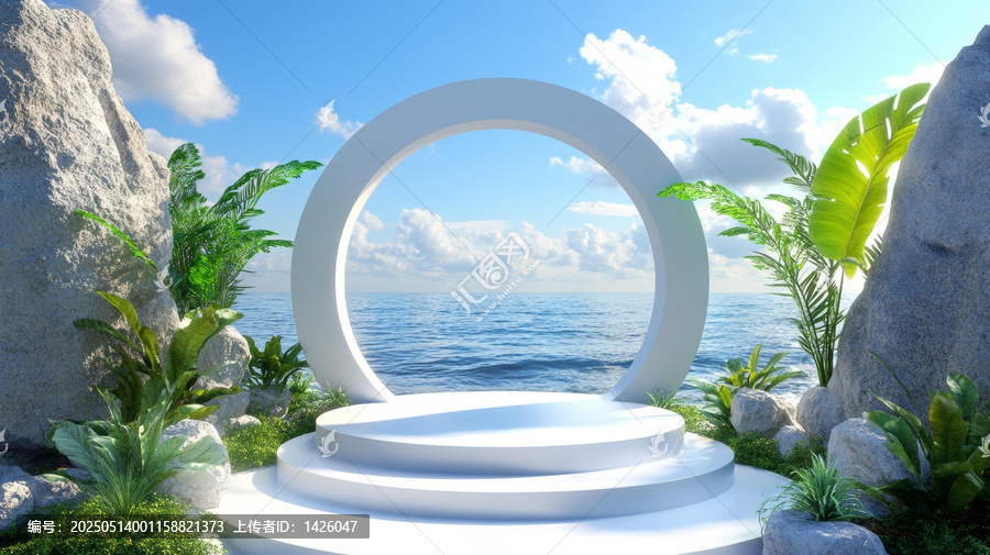 白色海濱拱門(mén)展示臺(tái)
