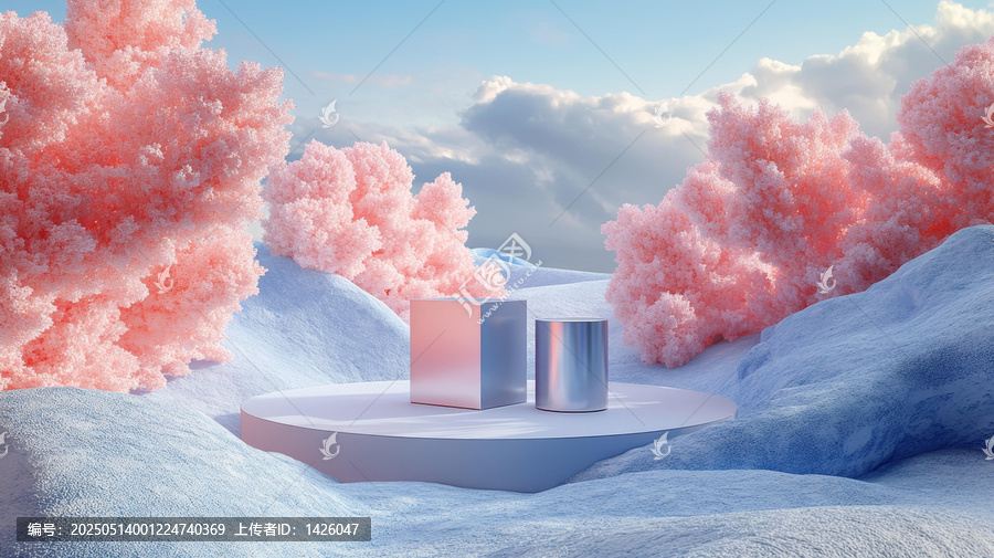 夢(mèng)幻粉嫩雪地展示臺(tái)