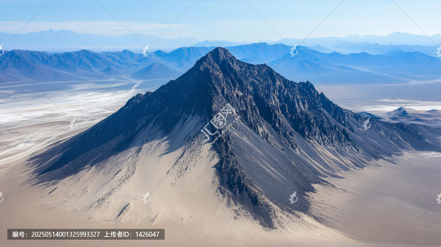 沙漠山脈壯麗高空俯瞰圖