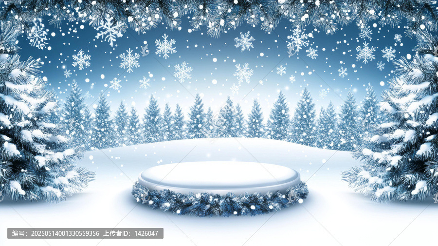 冬季雪景圣誕森林場(chǎng)景圖