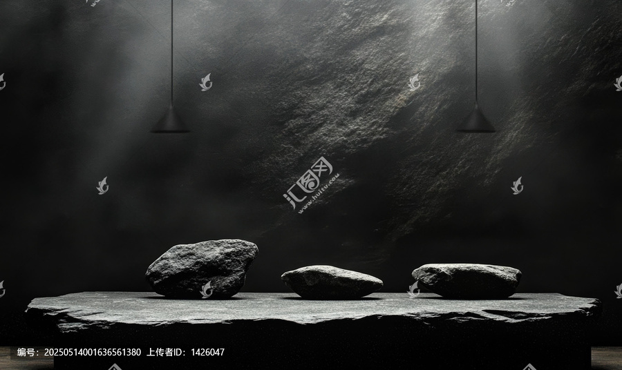 黑暗巖洞展臺吊燈場景