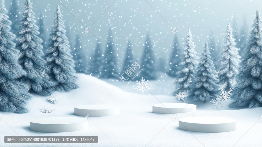 冬季雪景展示臺背景圖