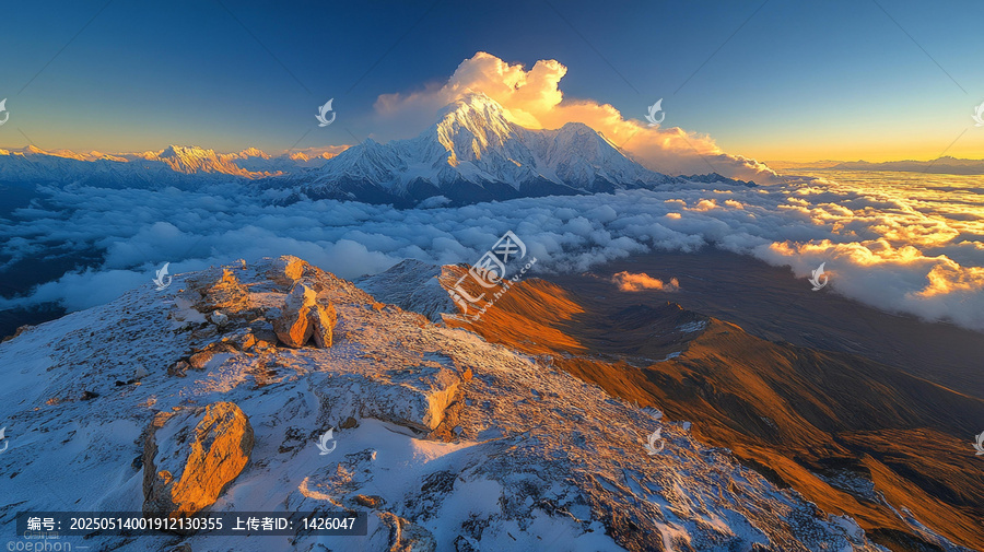 云海之上日出雪山美景