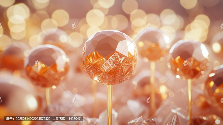 金光閃閃的幾何球體背景圖