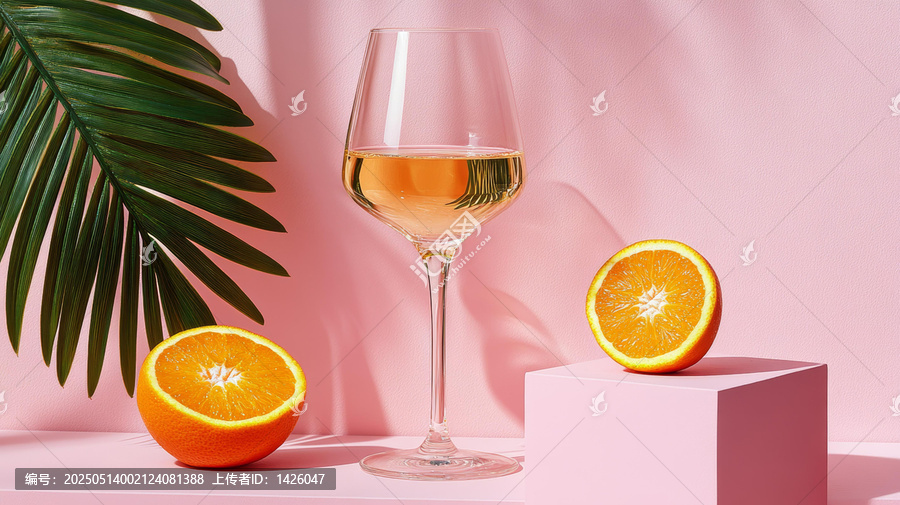 粉紅色夏季飲品與橙子片