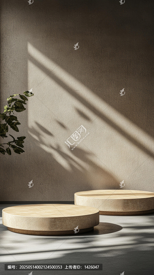自然光下的木質(zhì)展示臺(tái)