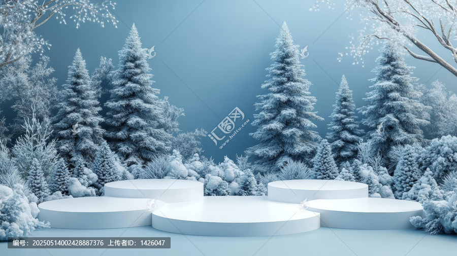 雪地森林冬日場景展示臺