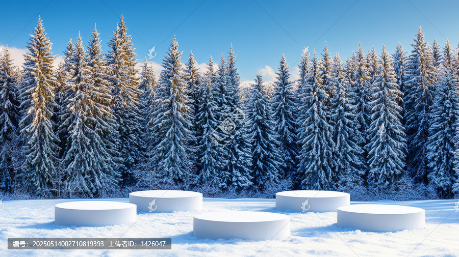 冬日雪林白臺展示場景