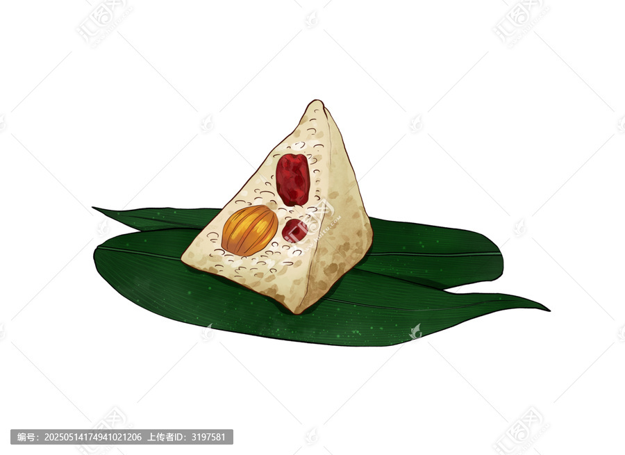 插畫風(fēng)格的美味紅棗堅(jiān)果粽