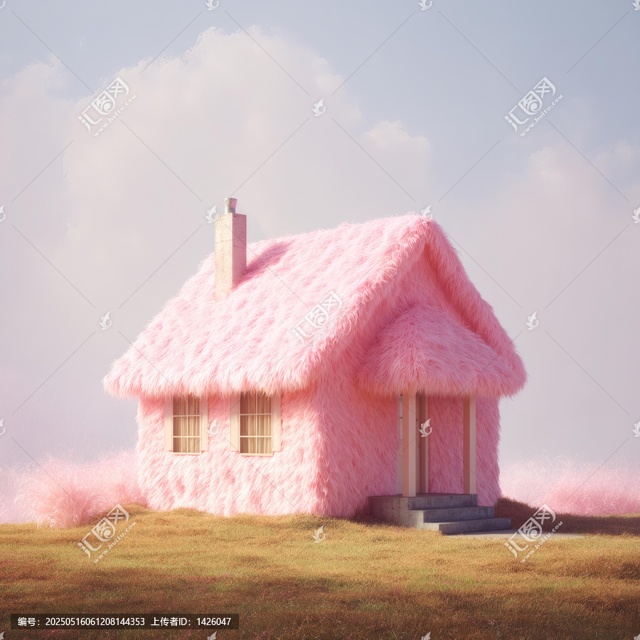 粉紅色蓬松小屋的夢(mèng)幻田園