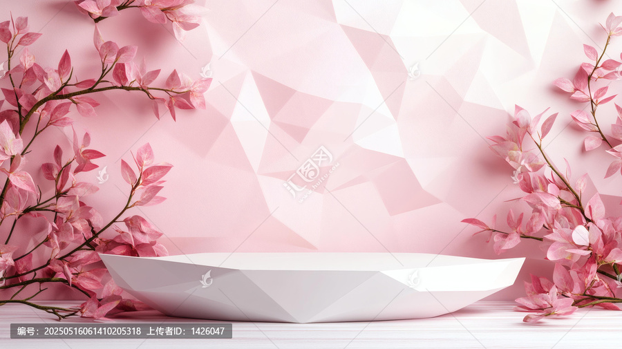 粉紅色花卉幾何展示臺(tái)