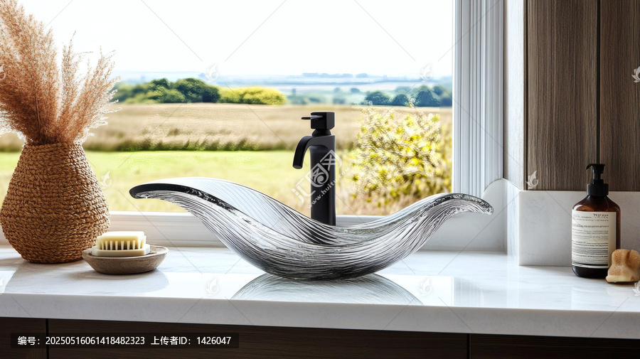現(xiàn)代抽象葉形玻璃洗手盆