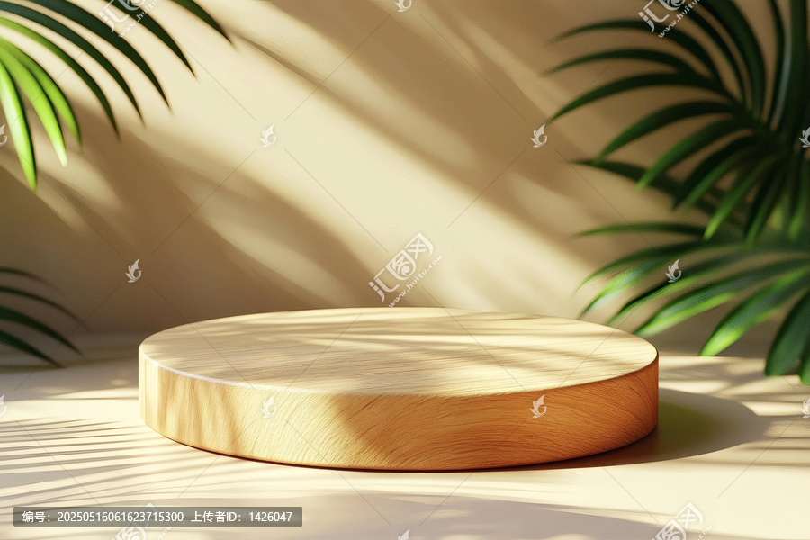 自然光下的木質(zhì)展示臺