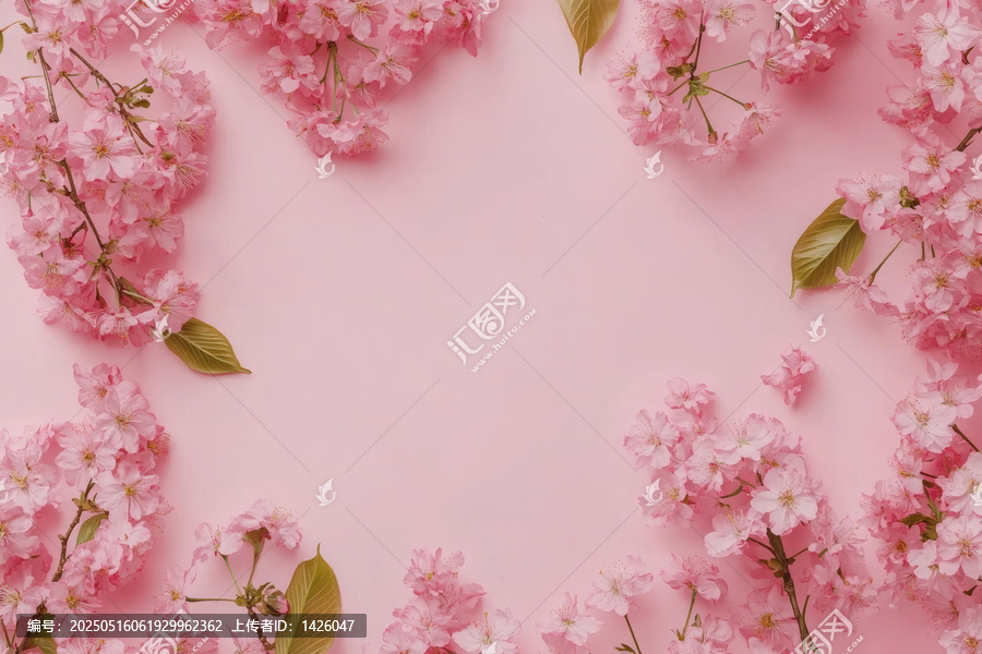 粉嫩櫻花花藝背景圖