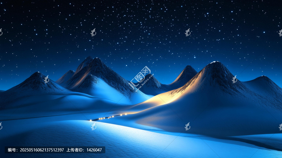 星夜下的雪山美景