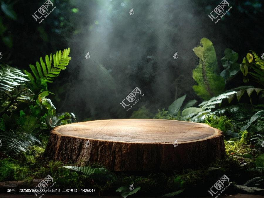 叢林場景木樁背景