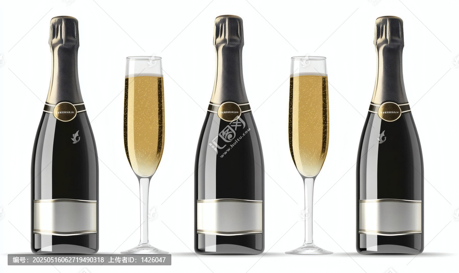 香檳酒瓶和酒杯的精美