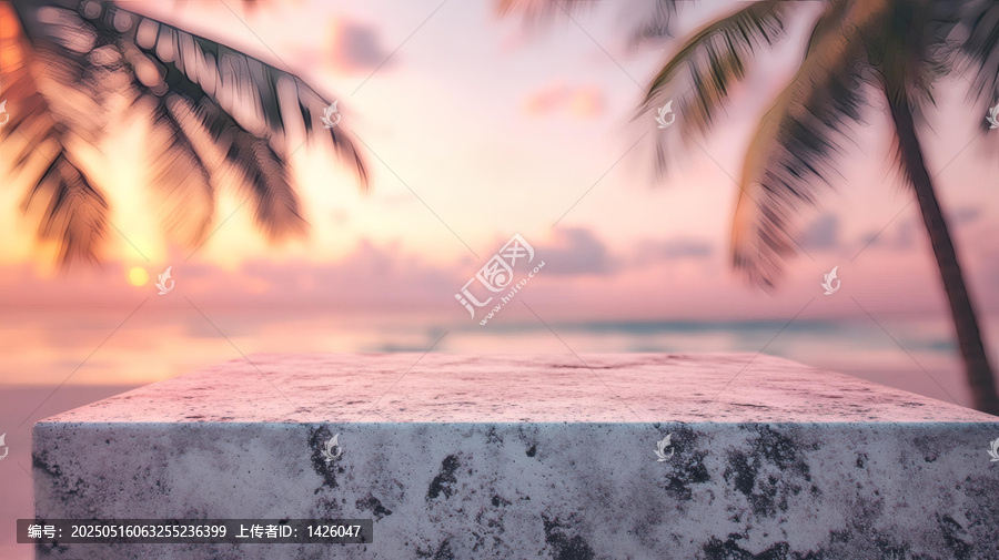 夕陽(yáng)海灘空置展示臺(tái)