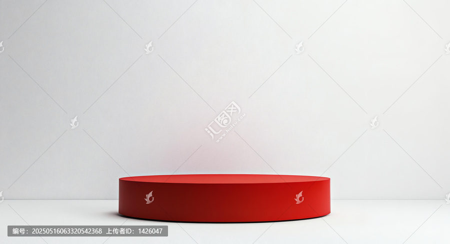 簡約的紅色圓柱形展示臺