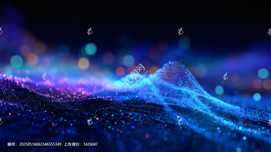 抽象數(shù)字景觀與閃耀粒子
