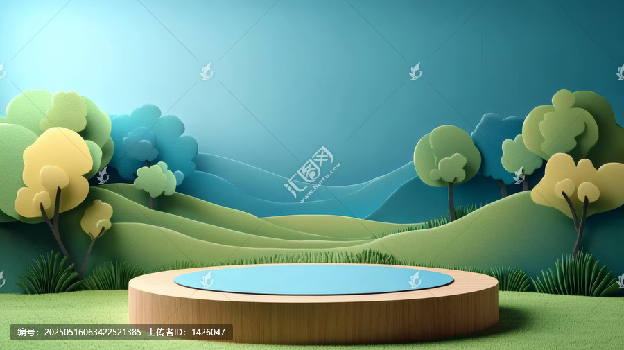 立體紙藝自然風(fēng)景展示臺(tái)