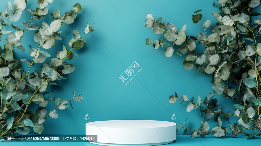 極簡(jiǎn)尤加利展示臺(tái)背景