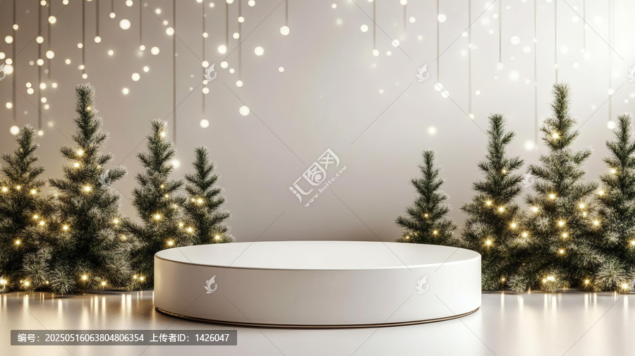 圣誕節(jié)展示臺(tái)與裝飾樹