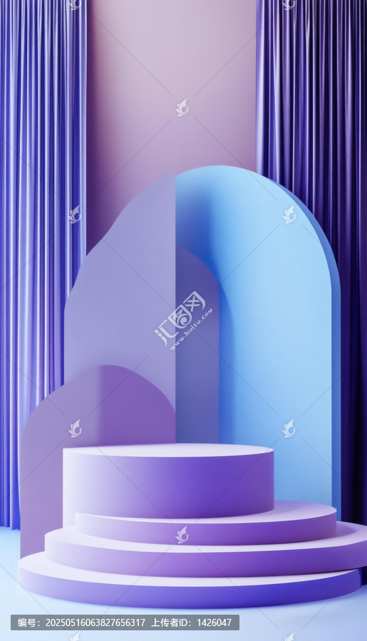 現(xiàn)代極簡(jiǎn)夢(mèng)幻紫色藍(lán)色展示臺(tái)