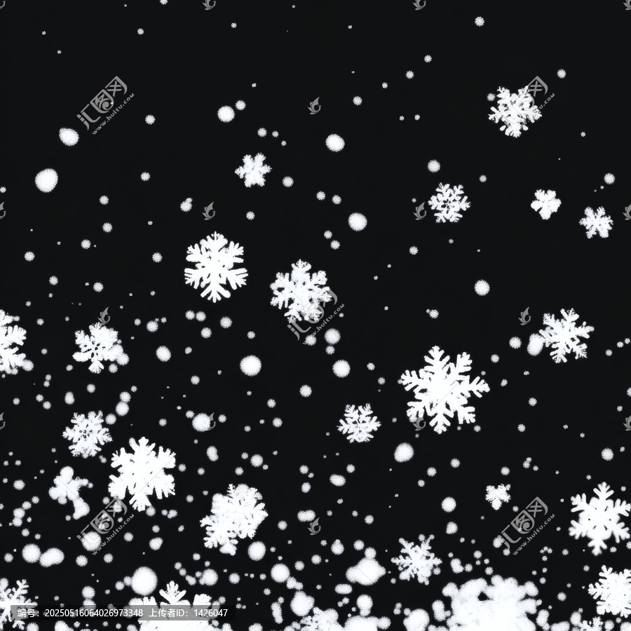 冬季雪花飄落黑色背景圖