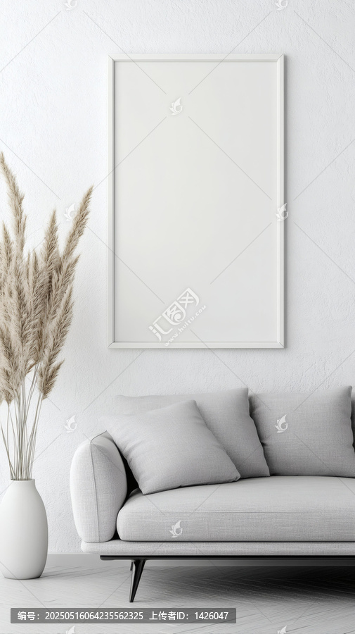 現(xiàn)代客廳空畫框場(chǎng)景圖