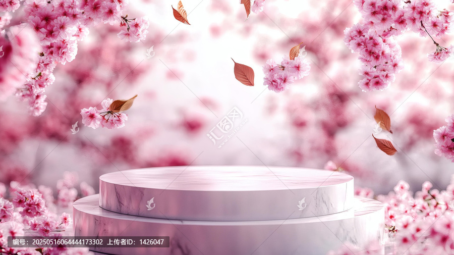 粉嫩櫻花背景展示臺(tái)