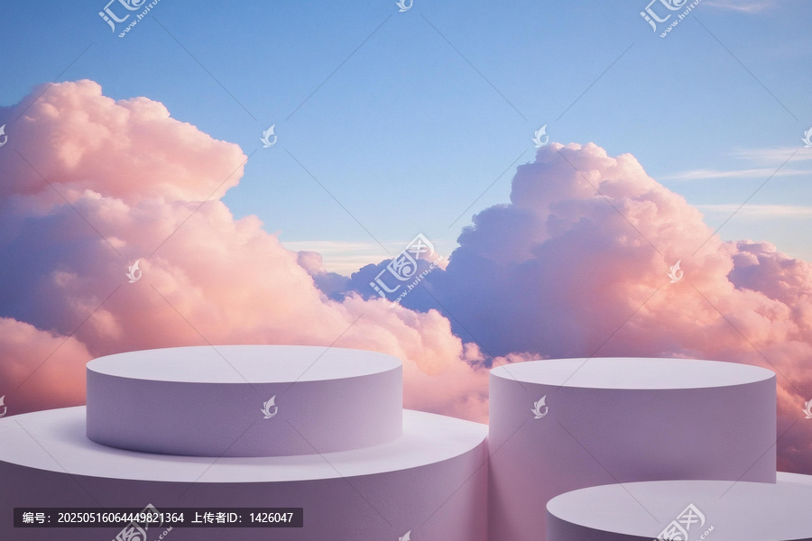 云朵背景上的抽象展示臺(tái)