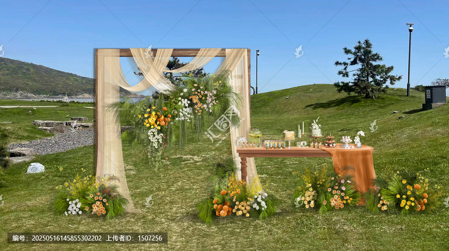 戶外浪漫花卉裝飾婚禮場(chǎng)景