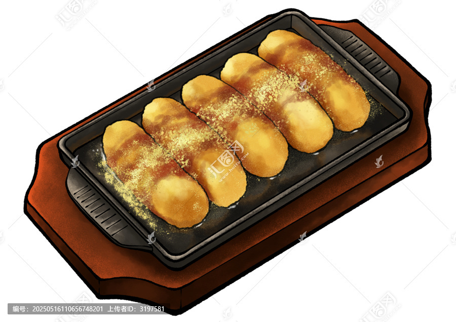 烤盤上的美味油炸食物