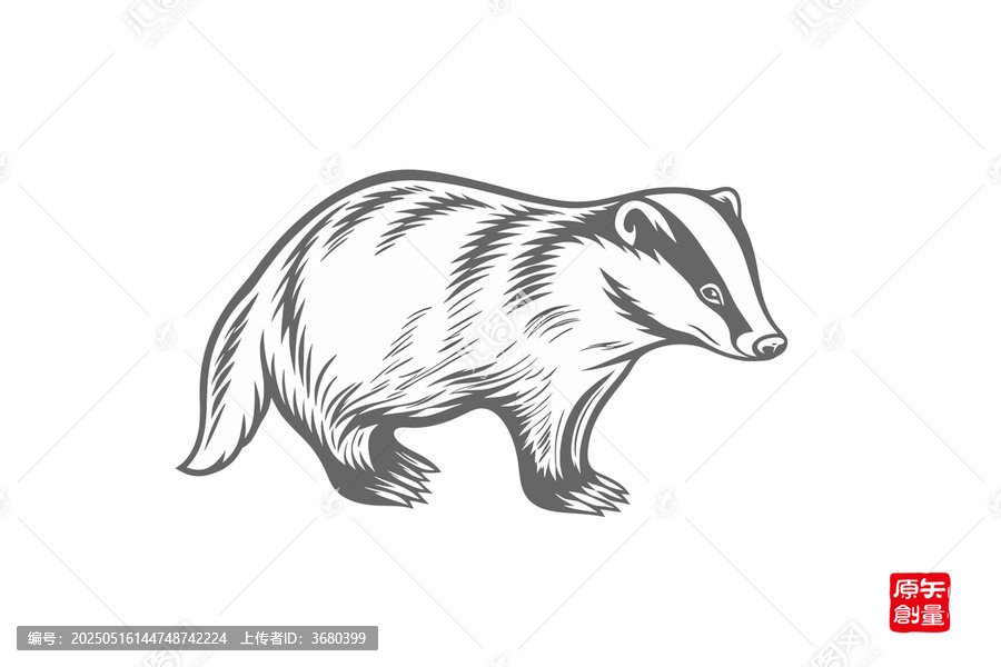 簡約線條獾動物圖案設(shè)計