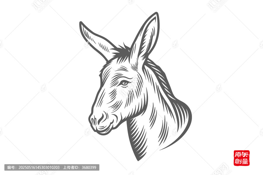 簡(jiǎn)約手繪驢頭圖案設(shè)計(jì)