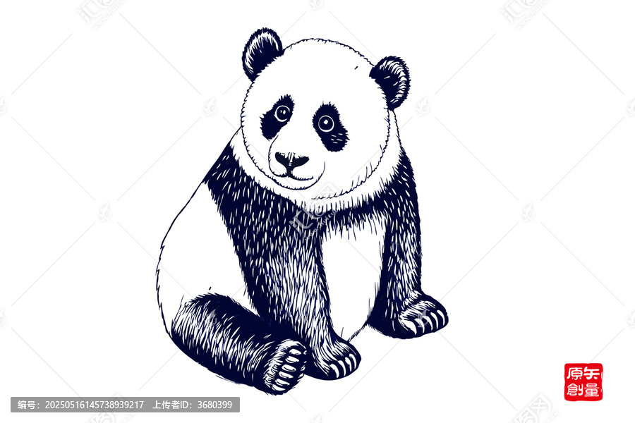 手繪可愛(ài)坐姿大熊貓