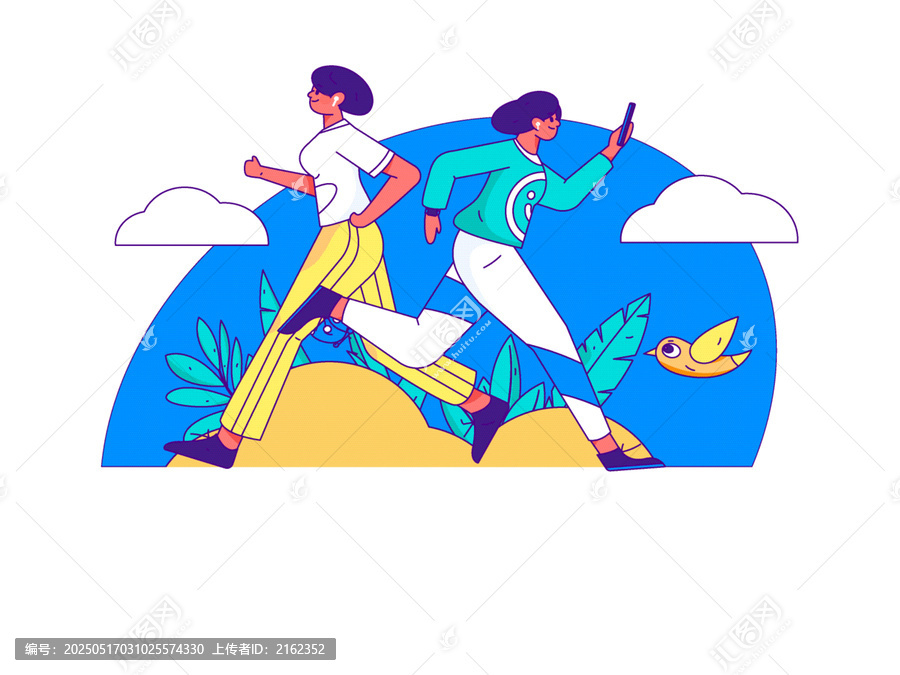 跑步矢量插畫