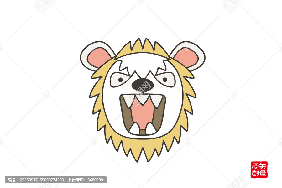 憤怒表情的卡通獅子頭像