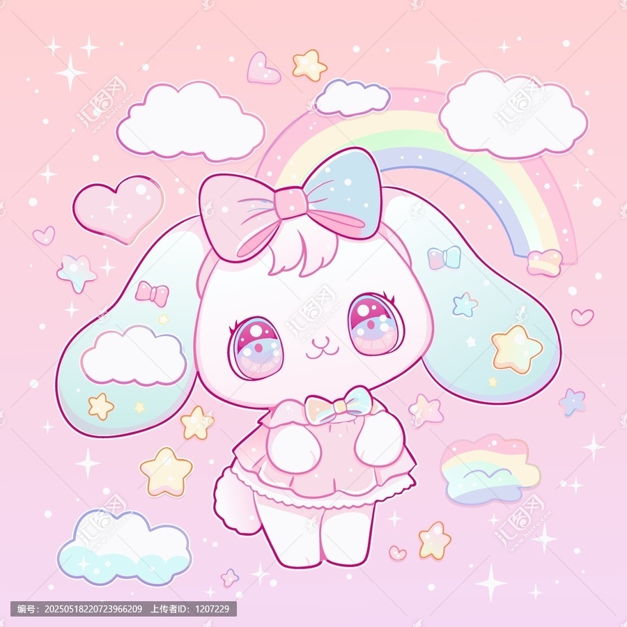 卡通可愛兔子印花