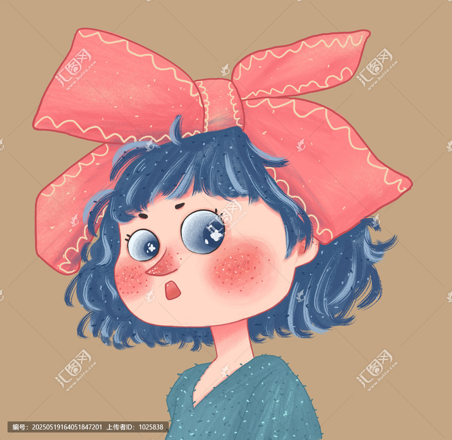 手繪兒插頭像卡通頭像插畫