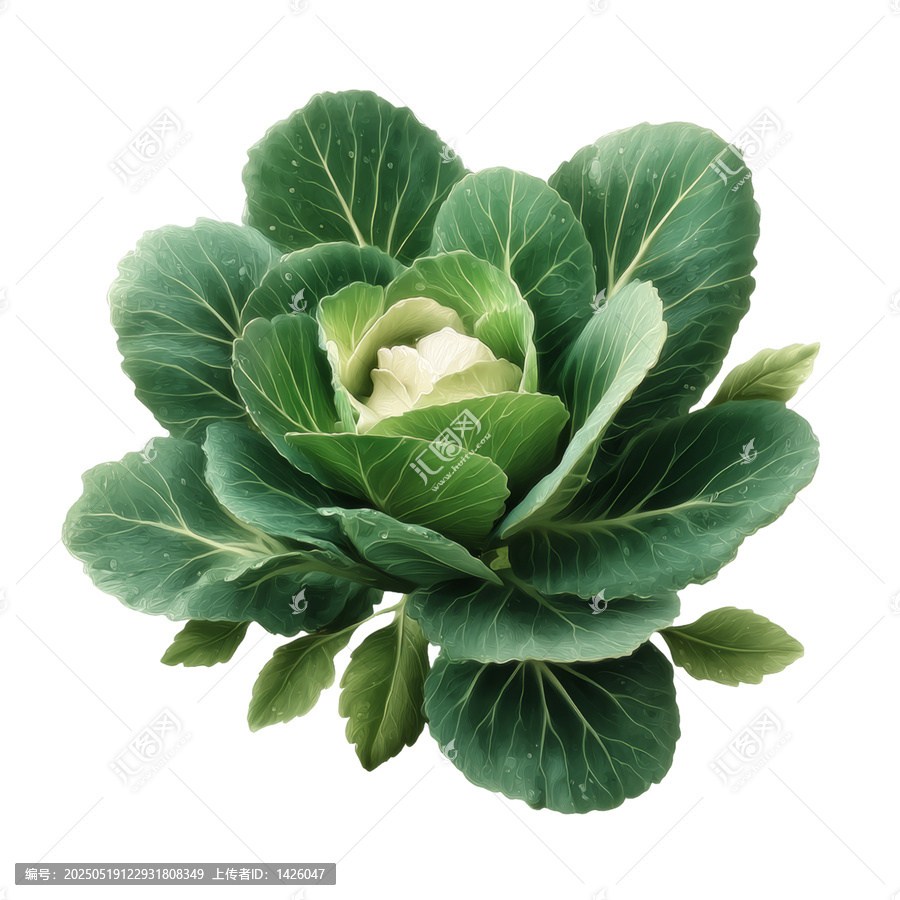 [免摳素材]一棵生機(jī)勃勃的裝飾性卷心菜特寫(xiě)