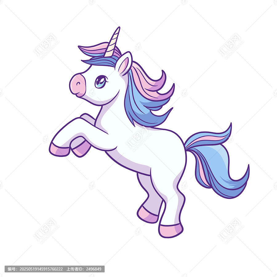 可愛卡通獨(dú)角小馬形象