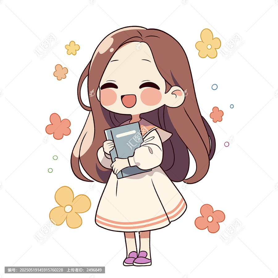 捧書微笑的可愛少女