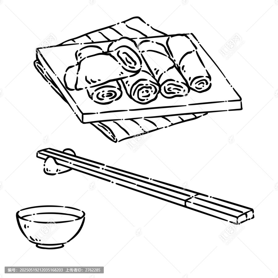立春卡通可愛傳統(tǒng)食物春卷插畫