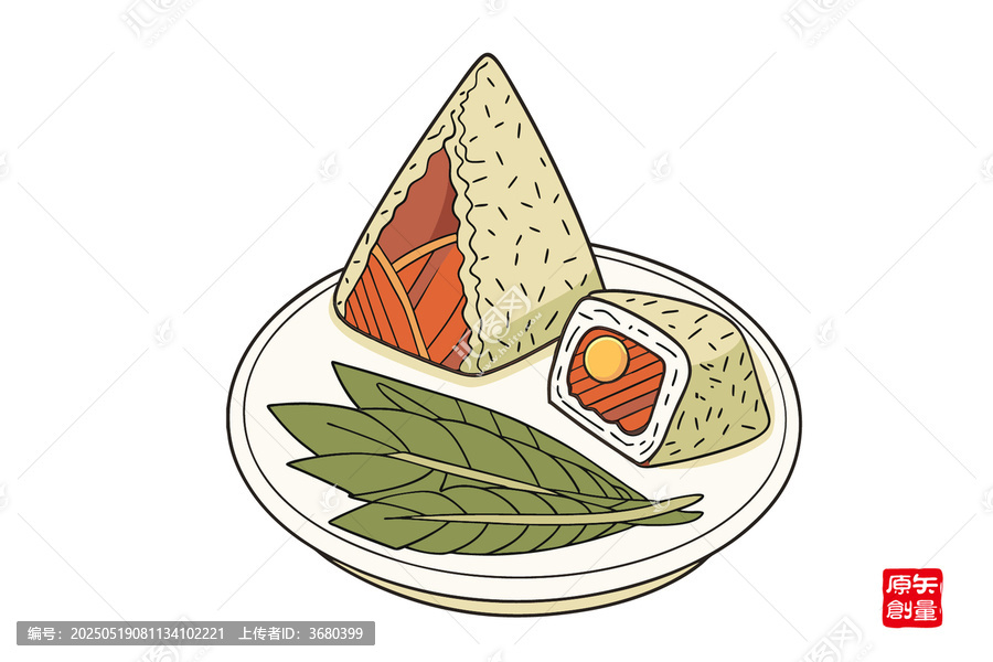 美味日式三角飯團(tuán)插畫